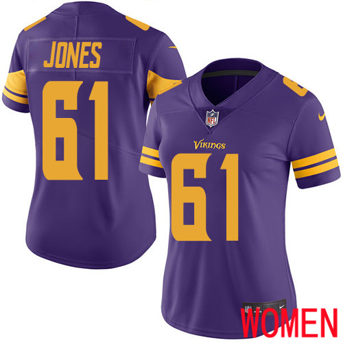 Minnesota Vikings #61 Limited Brett Jones Purple Nike NFL Women Jersey Rush Vapor Untouchable->minnesota vikings->NFL Jersey